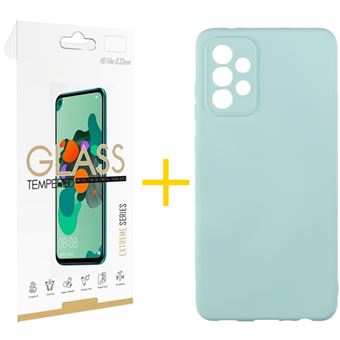 Conjunto skyhe 1 X Película de Vidro + Capa para Samsung Galaxy A52 5G | Silicone Líquido - Verde Água - 1