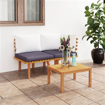 Conjunto lounge para jardim com almofadões vidaXL | 2 Peças | acácia maciça - 1