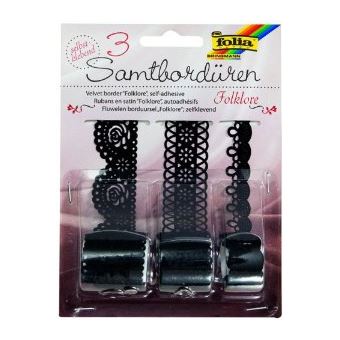 Folia Velour Ribbon Preto autocolante decorativo