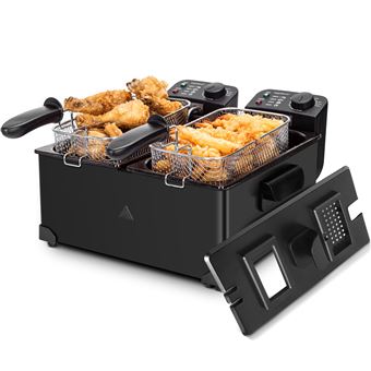 Fritadeira de dupla cuba Aigostar Feast | 6 litros: 2 cubas de 3 litros | 3600 W - 1