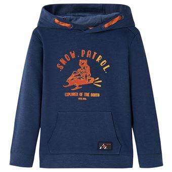 Sweatshirt para criança | vidaXL | com capuz azul-marinho mesclado e laranja 128 | 7 a 8 anos - 1