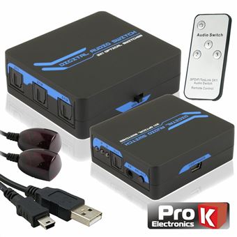 Distribuidor Comutador Prok Toslink 3 Entradas 1 Saída - 1