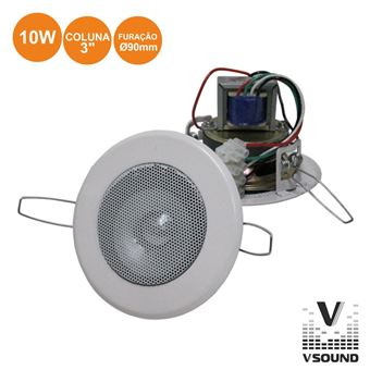 Coluna De Tecto Vsound Pa 100V 3"" 10Wmáx Branca - 1