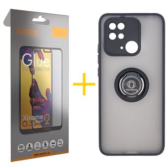 Pack 1 x Película de Vidro Temperado Full + Capa Accetel Xiaomi Redmi 10C Gel Bumper Ring Preto - 1