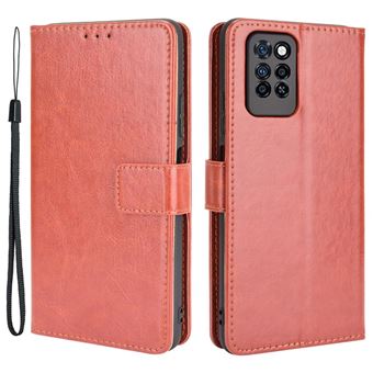 Capa PU + TPU cavalo louco Anti-Choque com Suporte e Alça Castanho para Infinix Note 10 Pro/Note 10 Pro NFC - 1