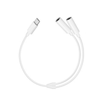 Cabo Adaptador Audio Skyhe MH-CM28 USB-C para Dual Jack 3.5 mm F/F Branco - 1