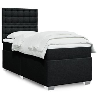 Cama com molas/colchão vidaXL | 100x200 cm | tecido preto - 1