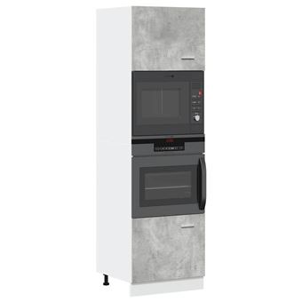 Armário para micro-ondas vidaXL | 60x57x207 cm | contraplacado cinza - 1