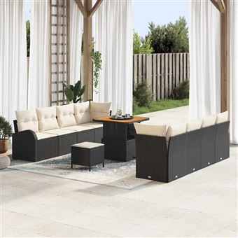 Conjunto de Sofá de Jardim vidaXL | 11 Peças | Preto Rattan Sintético - 1