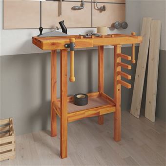 Bancada de trabalho vidaXL | com tornos 92x48x83 cm | acácia maciça - 1