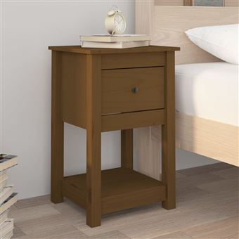 Mesa de Cabeceira vidaXL 40x35x61,5 cm pinho maciço castanho mel - 1