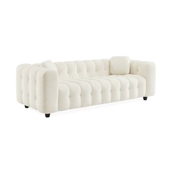 Sofá sweeek | estofado em tecido boucle texturado | 3 lugares | creme - 1