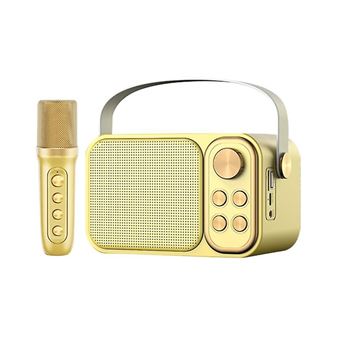 Coluna Subwoofer Retro Klack com Microfone | Bluetooth | 10W - Dourado - 1