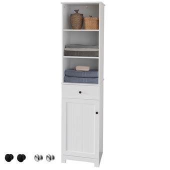 Armário Coluna para Casa de Banho SoBuy BZR17-W | 161 x 40 x 35 cm - Branco - 1