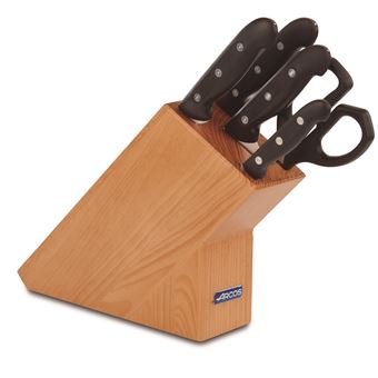 Conjunto de 4 Facas e Tesouras Arcos 152100 Maître de Nitrum Inox e Punho de Presente de Peças de Polipropileno 5 Caixa de Pinho - 1