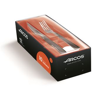Conjunto de Faca e Garfo Lombo Arcos Na Tabela 378100 Monobloco de Uma Peça de Aço Inoxidável Lâmina 11 cmem Caixa 12 Pcs - 1