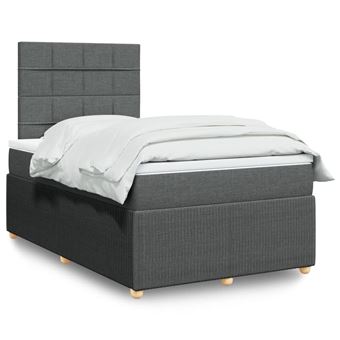 Cama com molas/colchão vidaXL | 120x200 cm | tecido cinzento-escuro - 1