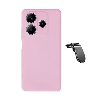 Kit Suporte de Carro Magnético L + Capa Proteção Silicone Gift4Me para Xiaomi Redmi Note 14 4G | Rosa - 1