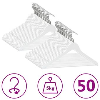 Conjunto de cabides antiderrapantes vidaXL | 50 Peças | madeira branco - 1
