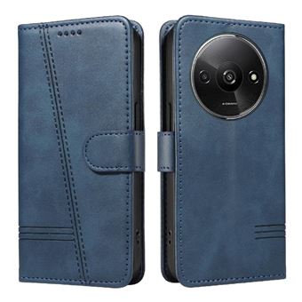 Capa FOXDOCK para Xiaomi Redmi A3 | Fecho Magnético | Compartimentos para Cartões e Suporte | Pele PU | À Prova de Choque | Azul - 1