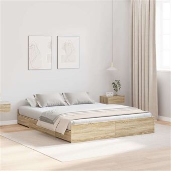 Estrutura de cama com arrumação vidaXL | Carvalho sonoma | 140 x 190 cm - 1