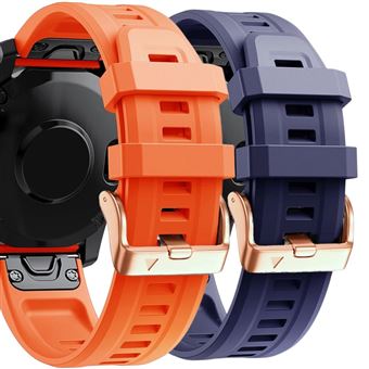 Pack 2 x Braceletes de Silicone com Fecho de Metal Antiimpacto para Garmin Instinct 2S Solar - Laranja e Roxo - 1