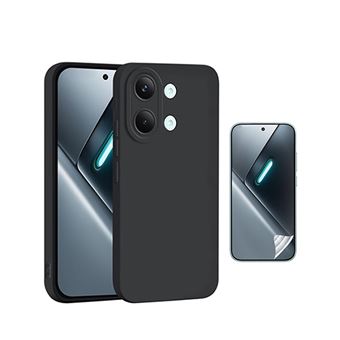 Kit Película Protectora de Hydrogel Frente + Capa Proteção Silicone Gift4Me para Xiaomi Poco X8 Pro Max 5G | Preto - 1