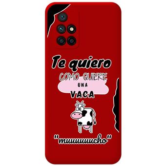 Capa Tumundosmartphone de silicone líquido vermelho para Xiaomi Redmi 10 (2021/2022) design de vaca de desenho animado - 1