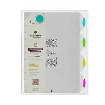Separadores Pp Ingeniox | A4 | 4 Unidades | Transparente/Neon - 1