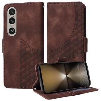 Capa FLOODKING para Sony Xperia 1 VI | Design Acolchoado | Couro PU Premium | Castanho - 1