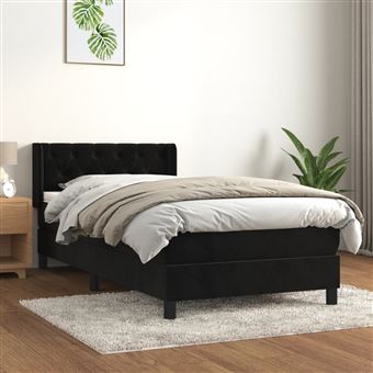 Cama com molas e colchão vidaXL | 80x200 cm | veludo preto - 1