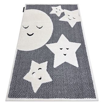 Tapete Infantil RugsX Moderno Joy Moon Lua | Raposa  | Estrutural De Dois Níveis De Lã | Cinza / Creme | 160X220 cm - 1