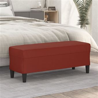 Banco vidaXL 100x35x41 cm couro artificial vermelho tinto - 1