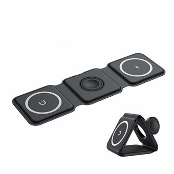 Carregador Dobrável sem fio Nanlin | 15W | 3x1 Iphone / Airpods /Apple Watch | Preto - 1
