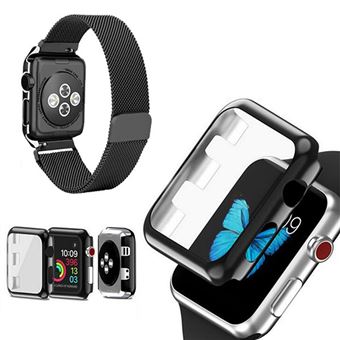 Kit Gift4Me Bracelete Milanese Com Fecho Magnético + Capa de Proteção + Vidro para Apple Watch Series 9 - 41mm - Preto - 1