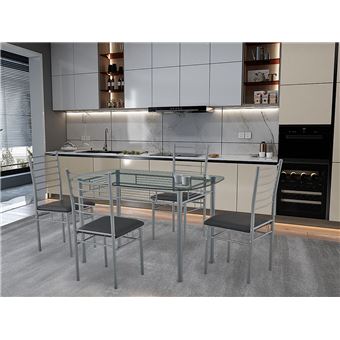 Conjunto Mesa e 4 Cadeiras Ideia Home Design Tania - Cinza - 1