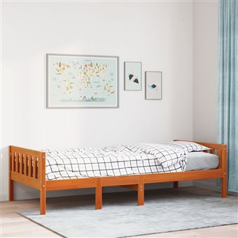 Cama de criança sem colchão vidaXL | 90x190 cm | pinho maciço castanho-mel - 1