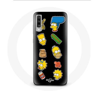 Capa Maniacase para Samsung Galaxy A70 Os Simpsons Adesivos Fundo Preto - 1