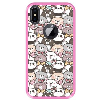 Capa Tpu Hapdey para Iphone X - Xs | Design Padrão com Ursinhos de Pelúcia - Rosa