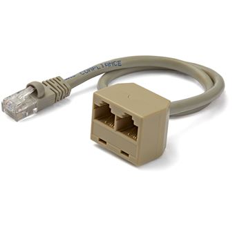 Multiplicador de Rede StarTech.com Cabo de Adaptador de Divisor RJ45 2-em-1 - F/M | Cinzento - 1