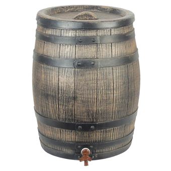 Barril para Água da chuva aspeto madeira Nature | 120L | 50,5x66cm | Castanho - 1