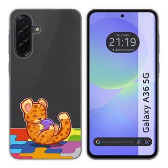 Capa TUMUNDOSMARTPHONE de Silicone Transparente para Samsung Galaxy A36 5G Leopard Design Desenhos - 1