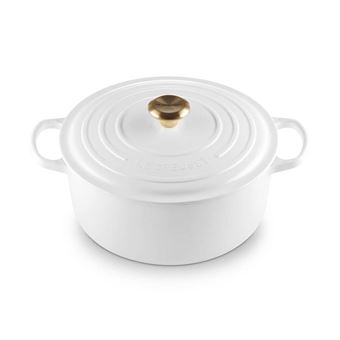Cocotte Signature Redonda LE CREUSET Branco Pomo Dourado 21177280101441 | 28 cm - 1