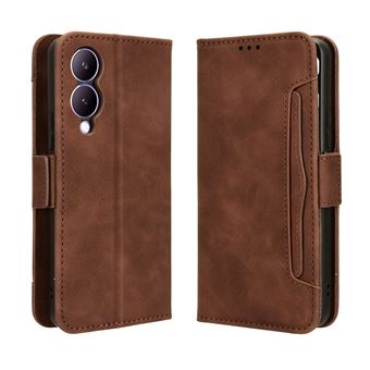 Capa FOXDOCK Protetora para VIVO Y17S 4G | Suporte e Flip de couro PU | À Prova de Choque | Castanho - 1