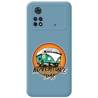 Capa Tumundosmartphone de silicone líquido azul para Xiaomi POCO M4 Pro 4G desenhos de design  Adventure Time - 1