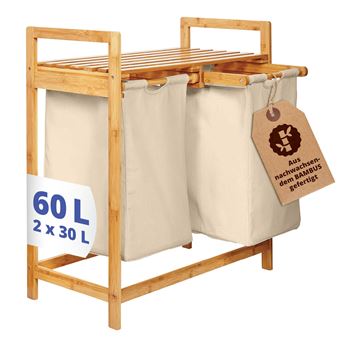 Cesto para Roupa Suja Lumaland 08437 | Bamboo, Bege - 1