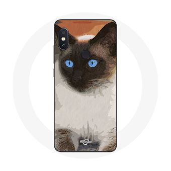 Capa Maniacase para Xiaomiredmi Note 5 Ai Dual Camera Gato Siamois Preto E Branco Olhos Azuis - 1