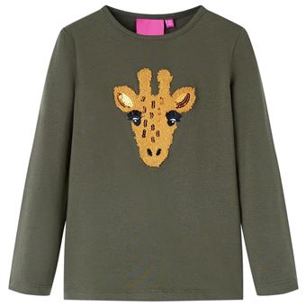 T-shirt de manga comprida para criança | vidaXL | caqui 104 | 3 a 4 anos - 1