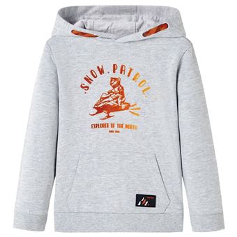 Sweatshirt para criança | vidaXL | com capuz cinzento mesclado e laranja 104 | 3 a 4 anos - 1