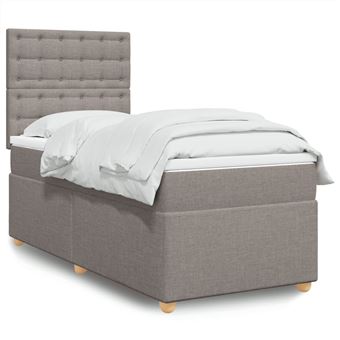 Cama com molas e colchão vidaXL | 80x200 cm | tecido castanho-acinzentado - 1